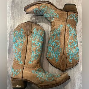 Corral Children’s Brown with Bone Embroidery Cowgirl Boots